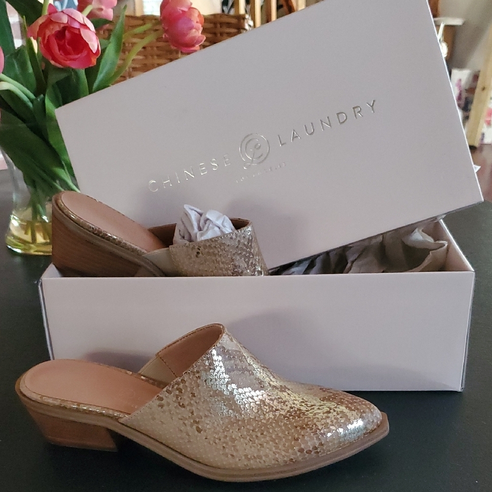 Chinese Laundry Gold Women's Mules